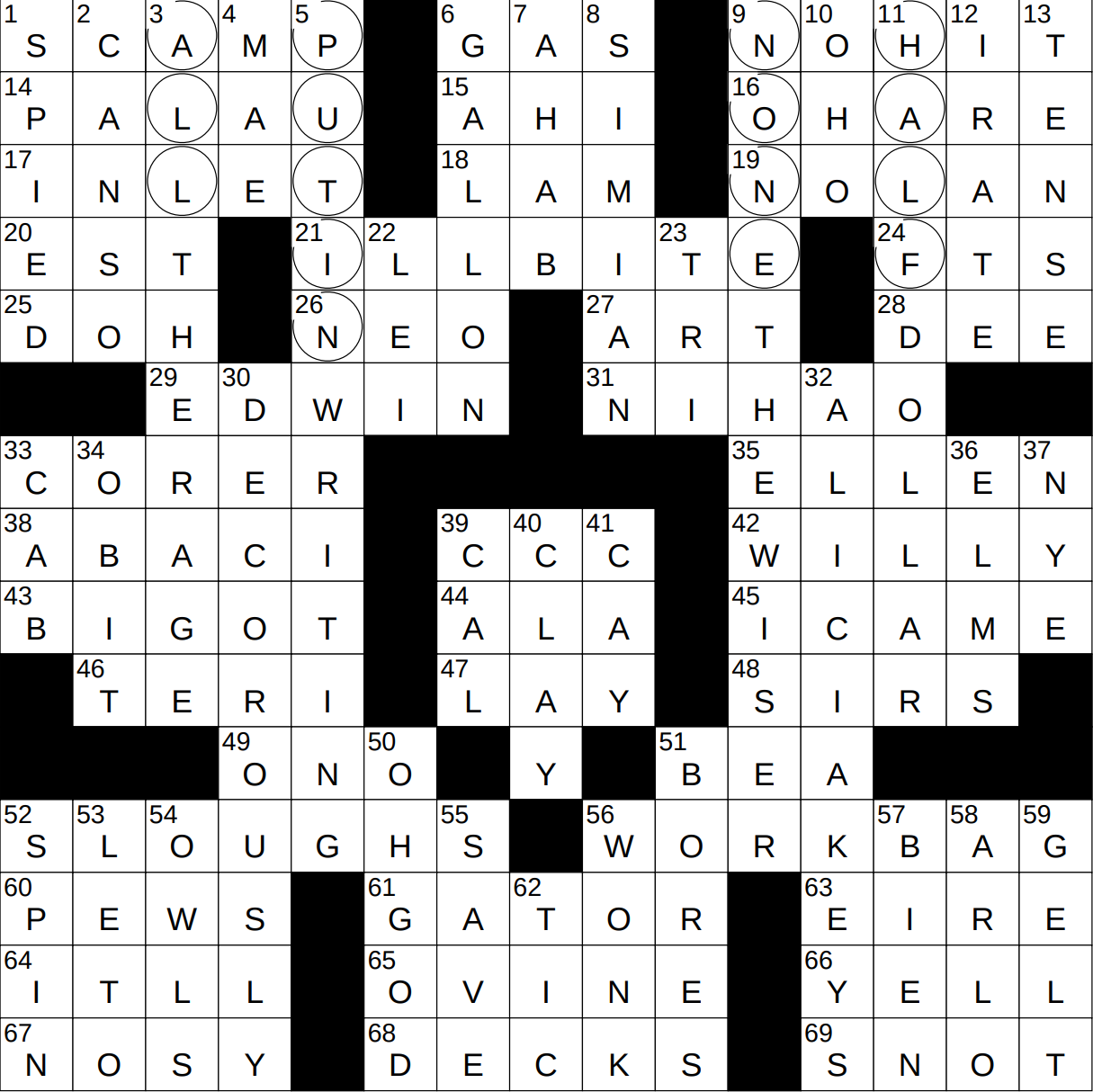 0101 25 NY Times Crossword 1 Jan 25 Wednesday NYXCrossword