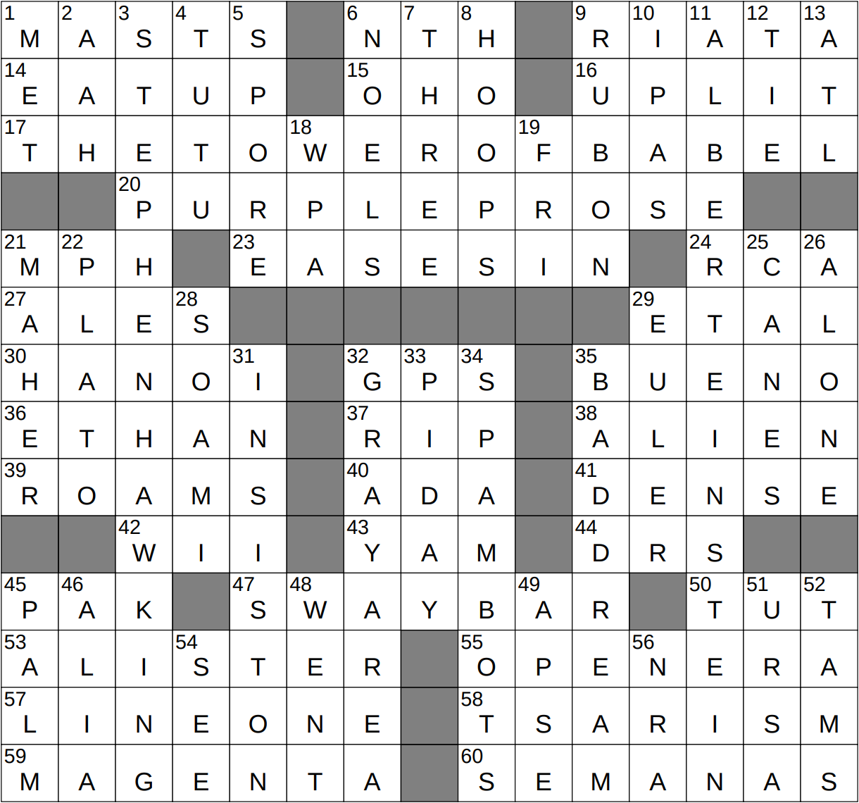 over the top dramatic nyt crossword
