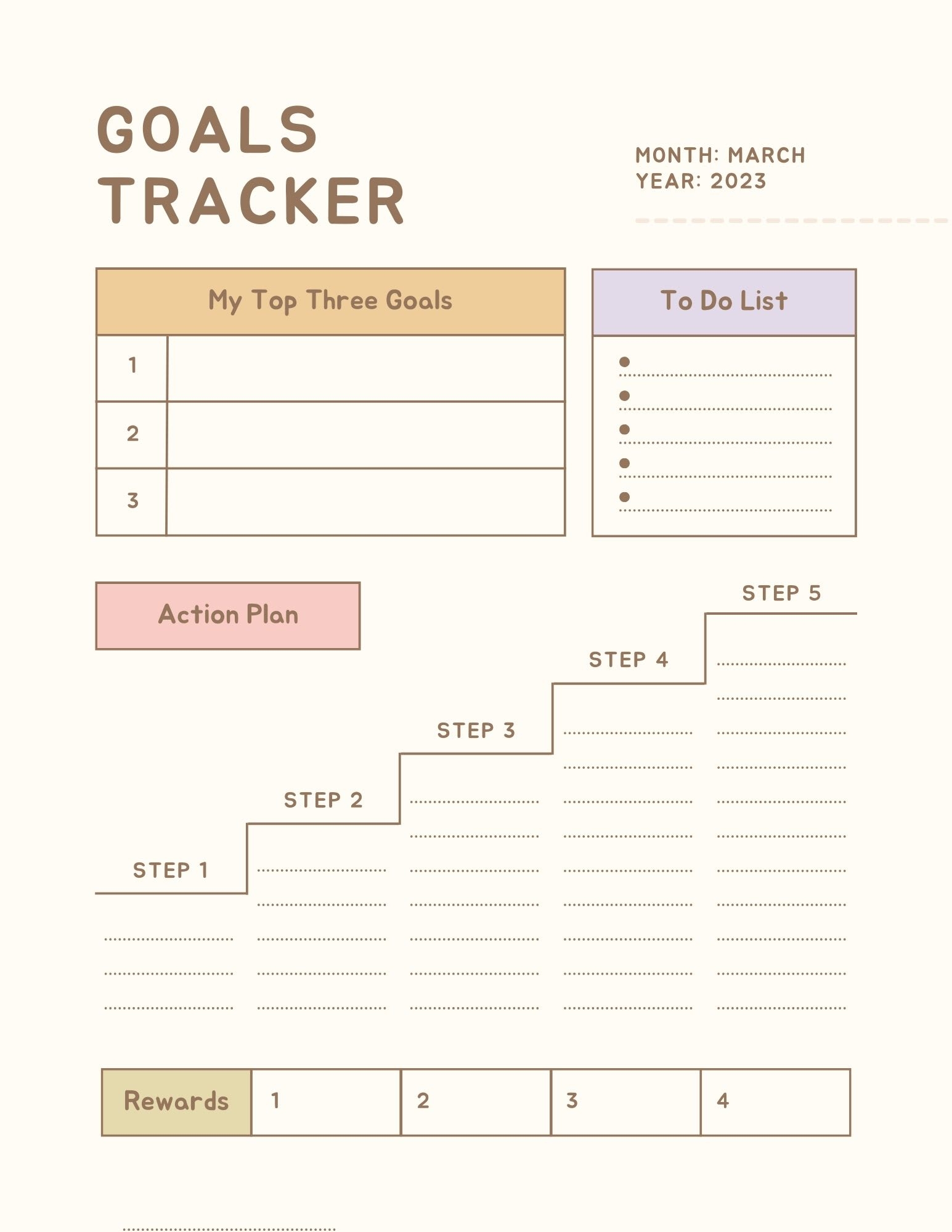 printable goal setting worksheet