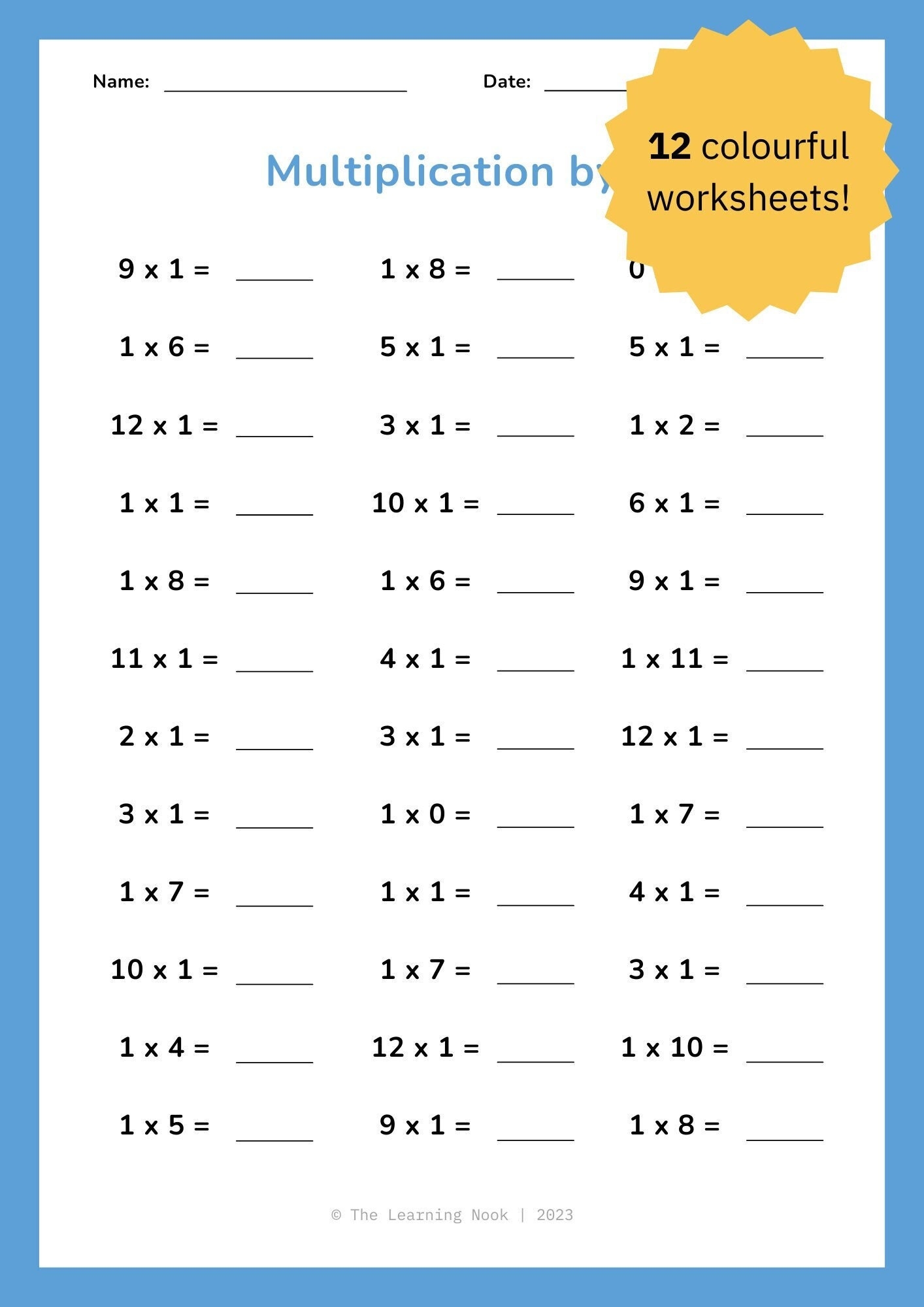 printable multiplication practice worksheets