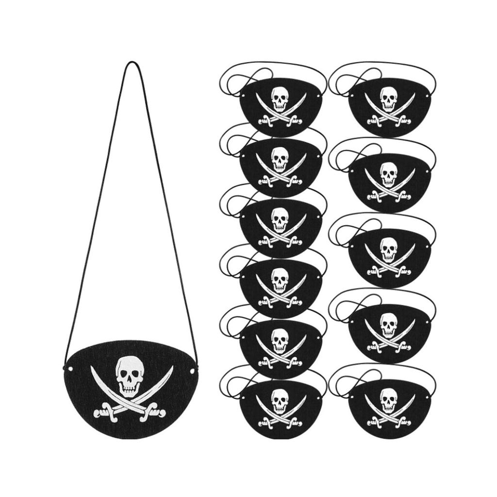 12Pcs pack Pirate Eye Patches Black Felt One Eye Skull Captain Eye 