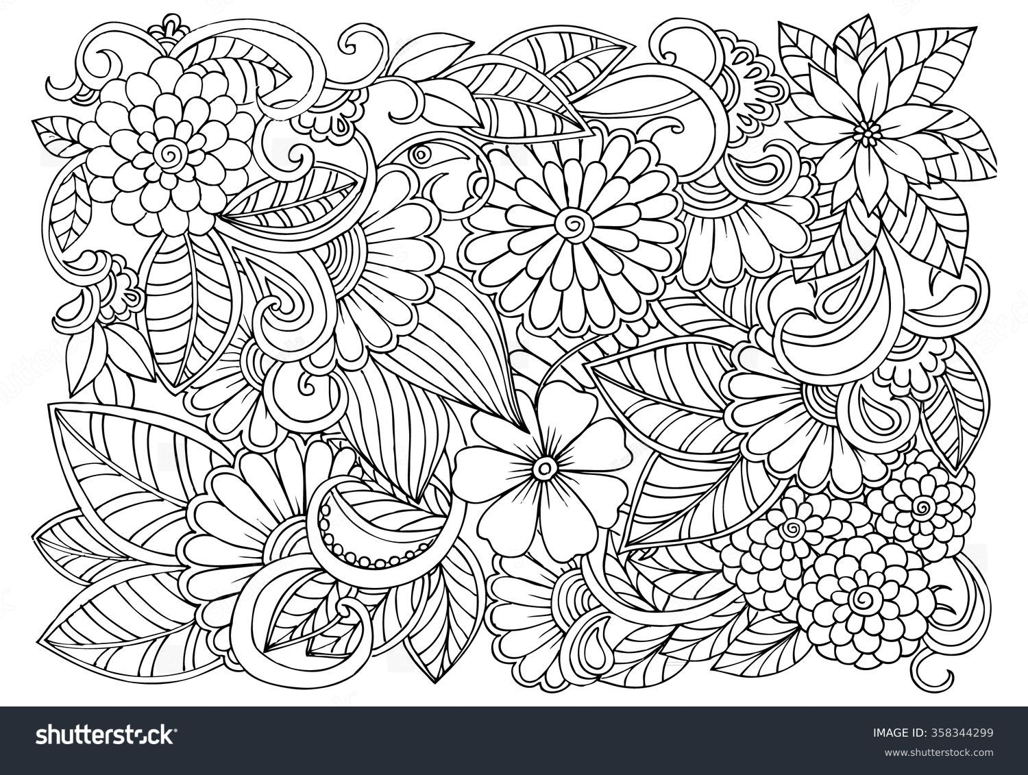 199 Thousand Floral Doodles Coloring Page Royalty Free Images 