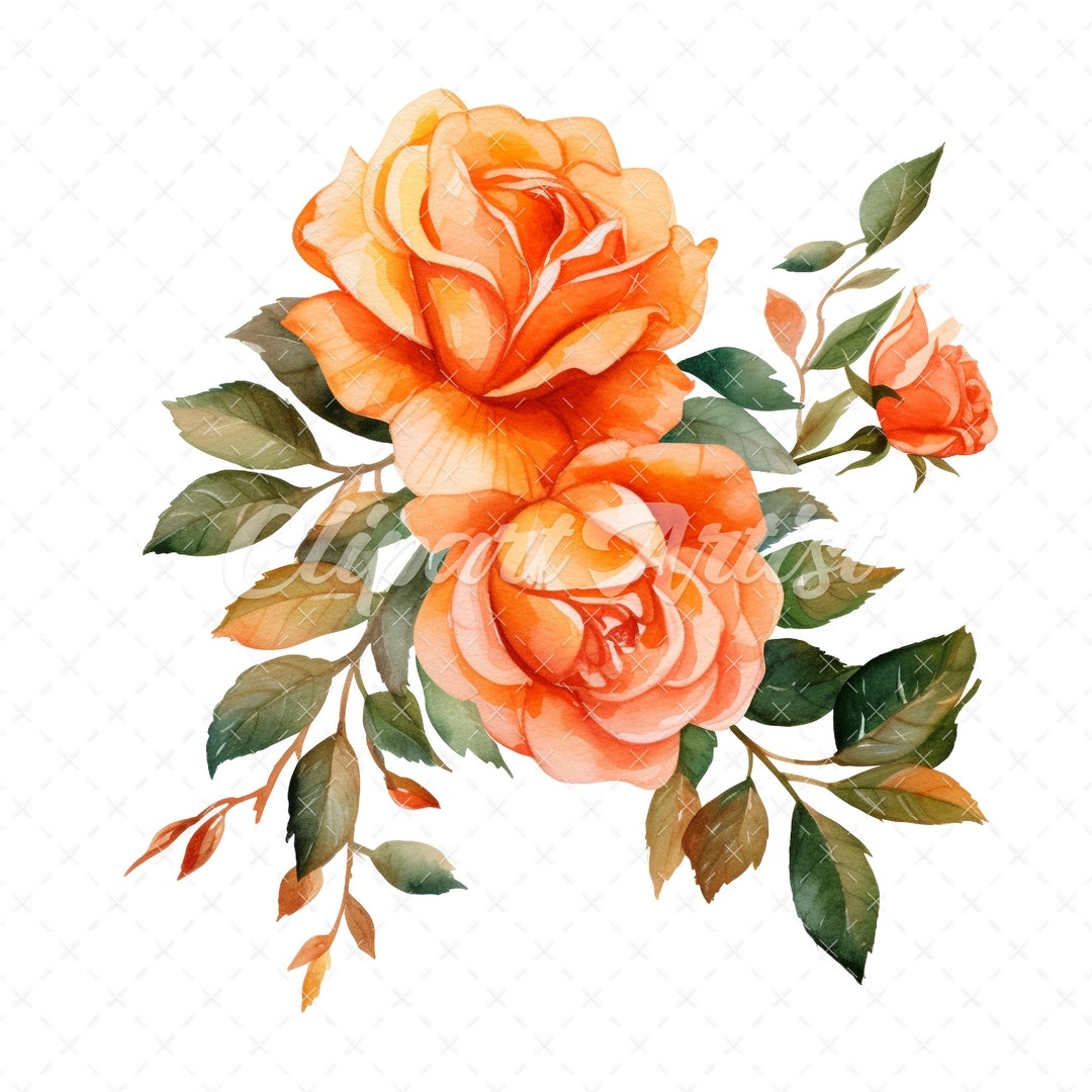 free printable flower orange rose