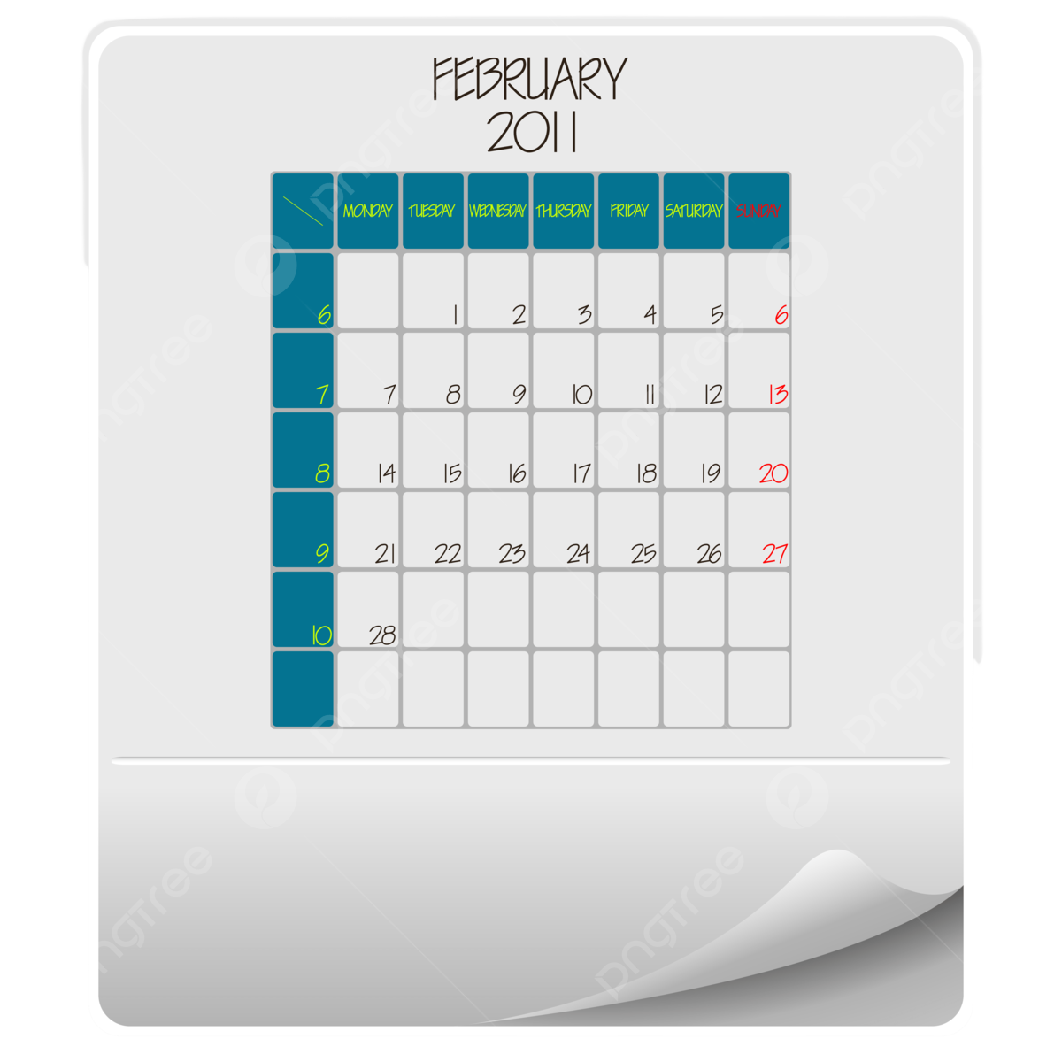 2011 Calendar PNG Transparent Images Free Download Vector Files Pngtree