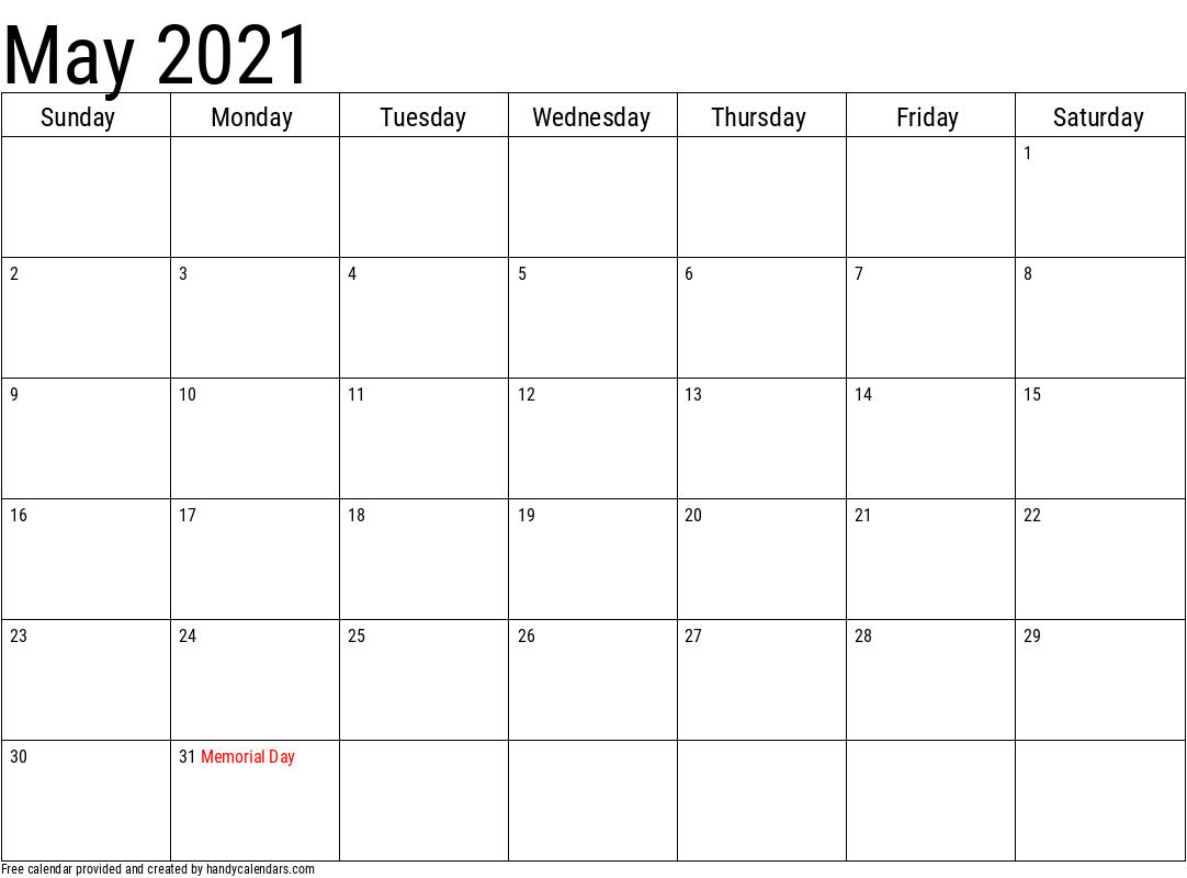 2021 May Calendars Handy Calendars