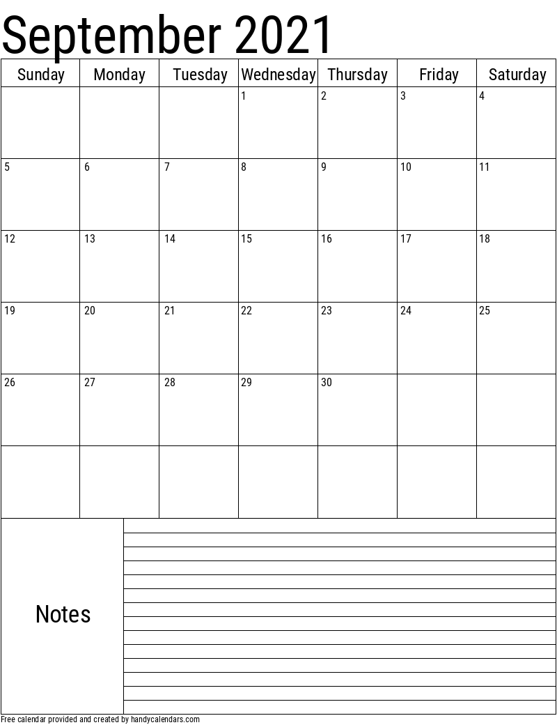 2021 September Calendars Handy Calendars