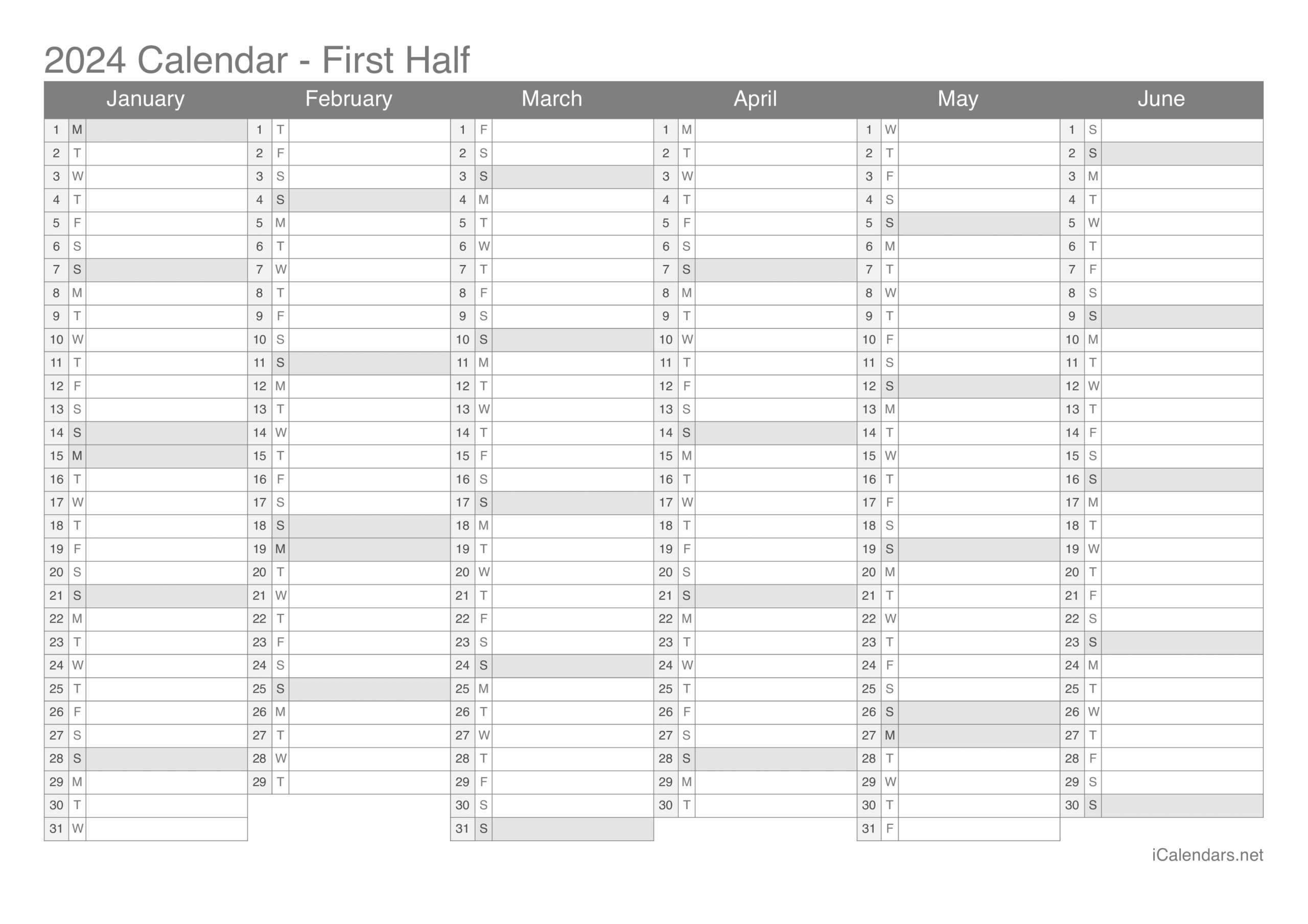 2024 Printable Calendar PDF Or Excel