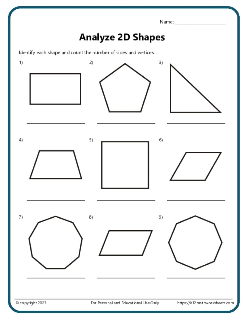 printable shapes worksheets