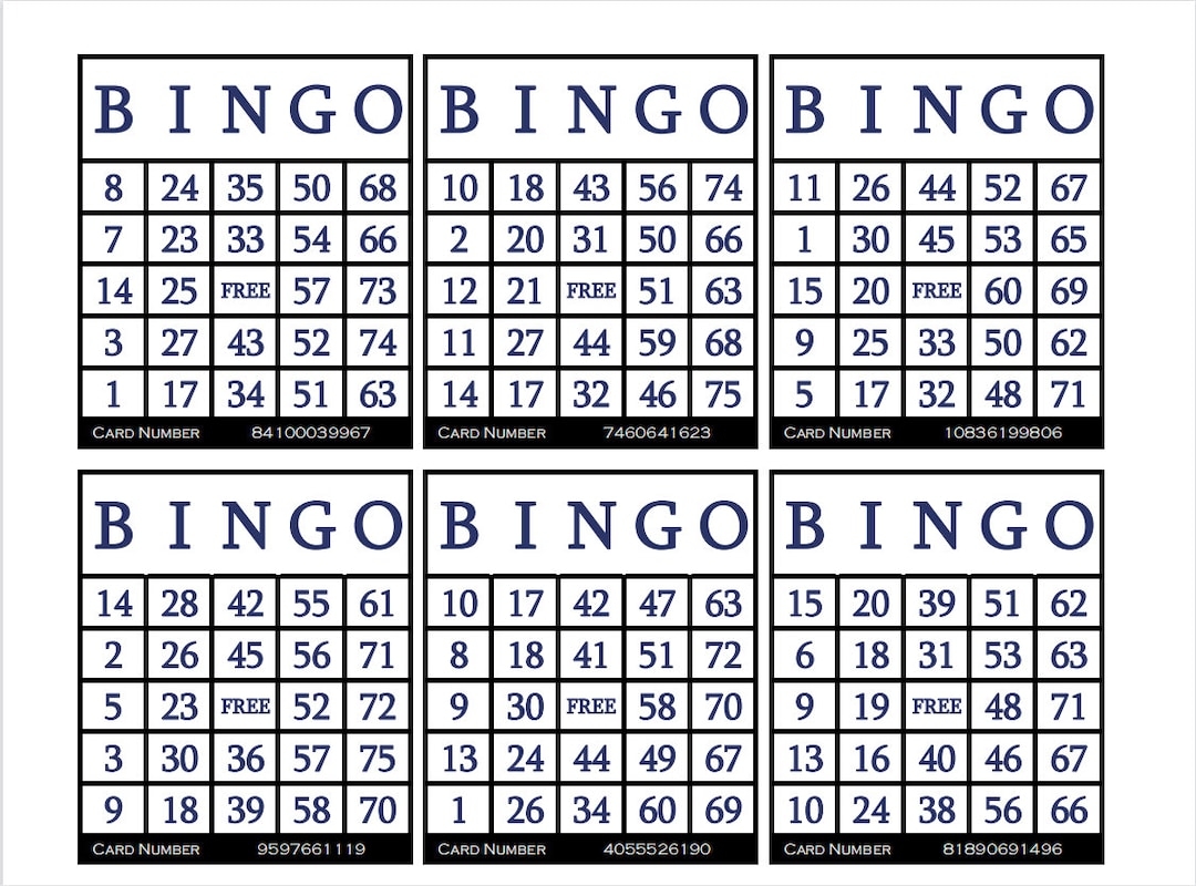 3600 Printable Bingo Cards 6 Per Page Large Activities For Seniors Kids Holidays Parties Games For Adults Zoom Bingo Cards 1 75 Ball Etsy Ireland