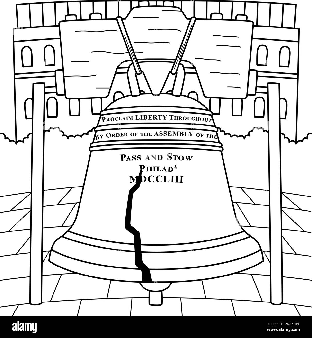 4th Of July Liberty Bell Coloring Page For Kids Stock Vector Image U0026 Art Alamy