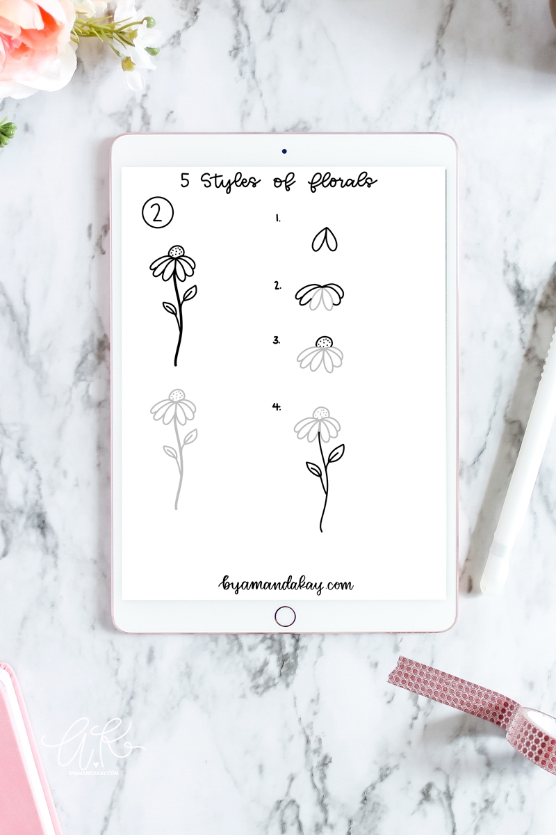 5 Styles Of Floral Doodles Free Printable Worksheet By Amanda Kay