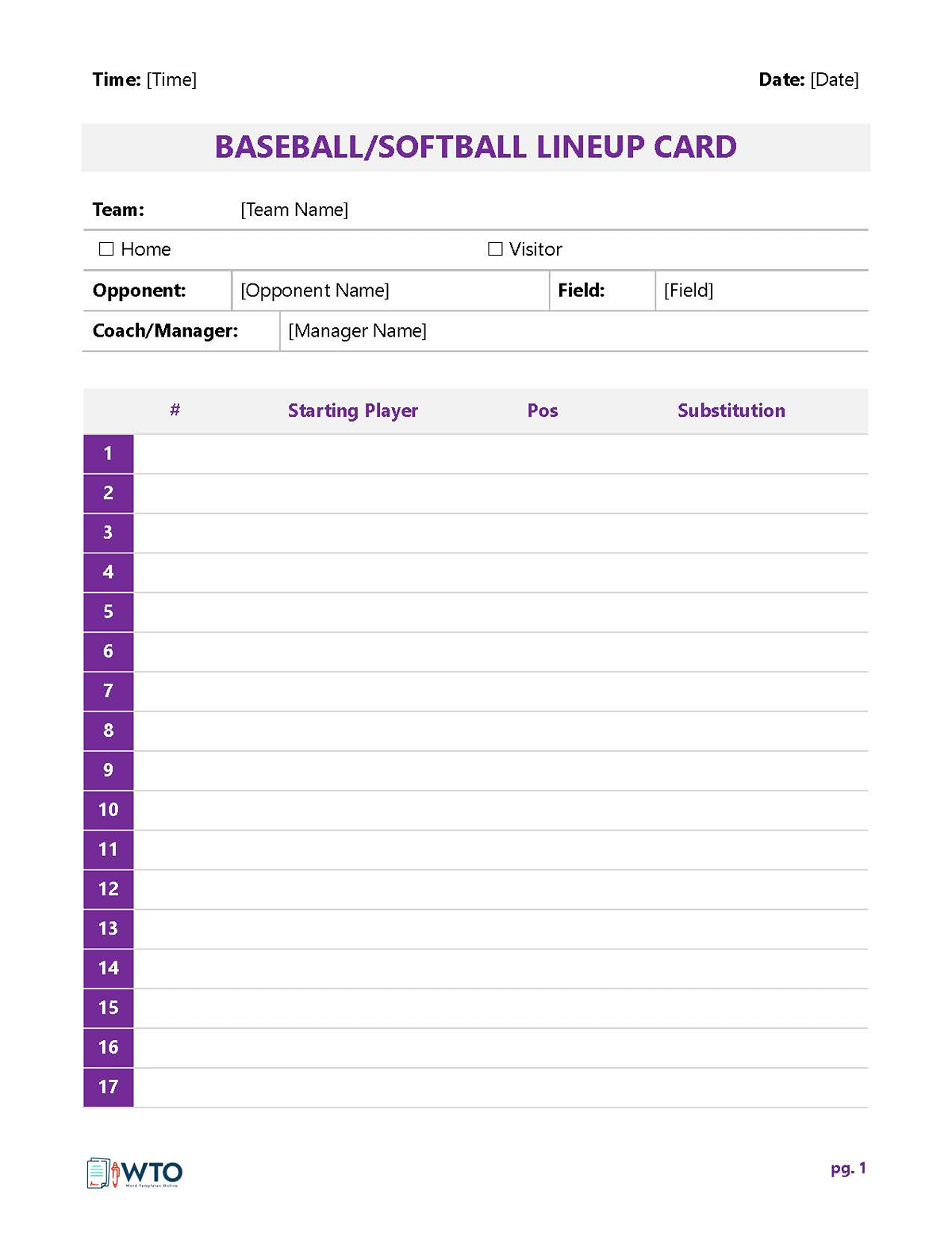 6 Printable Softball Lineup Cards 100 Free 