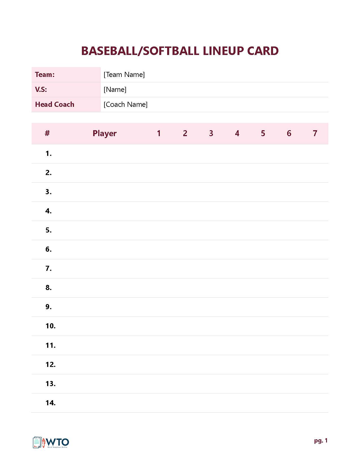 6 Printable Softball Lineup Cards 100 Free 