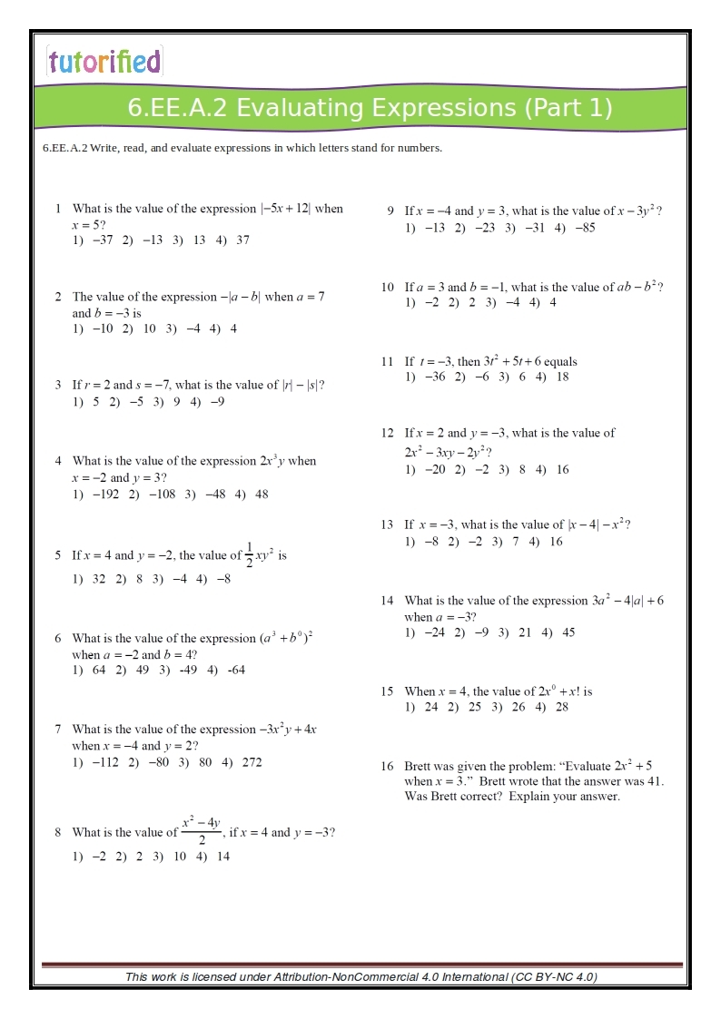math worksheets for sixth graders printable