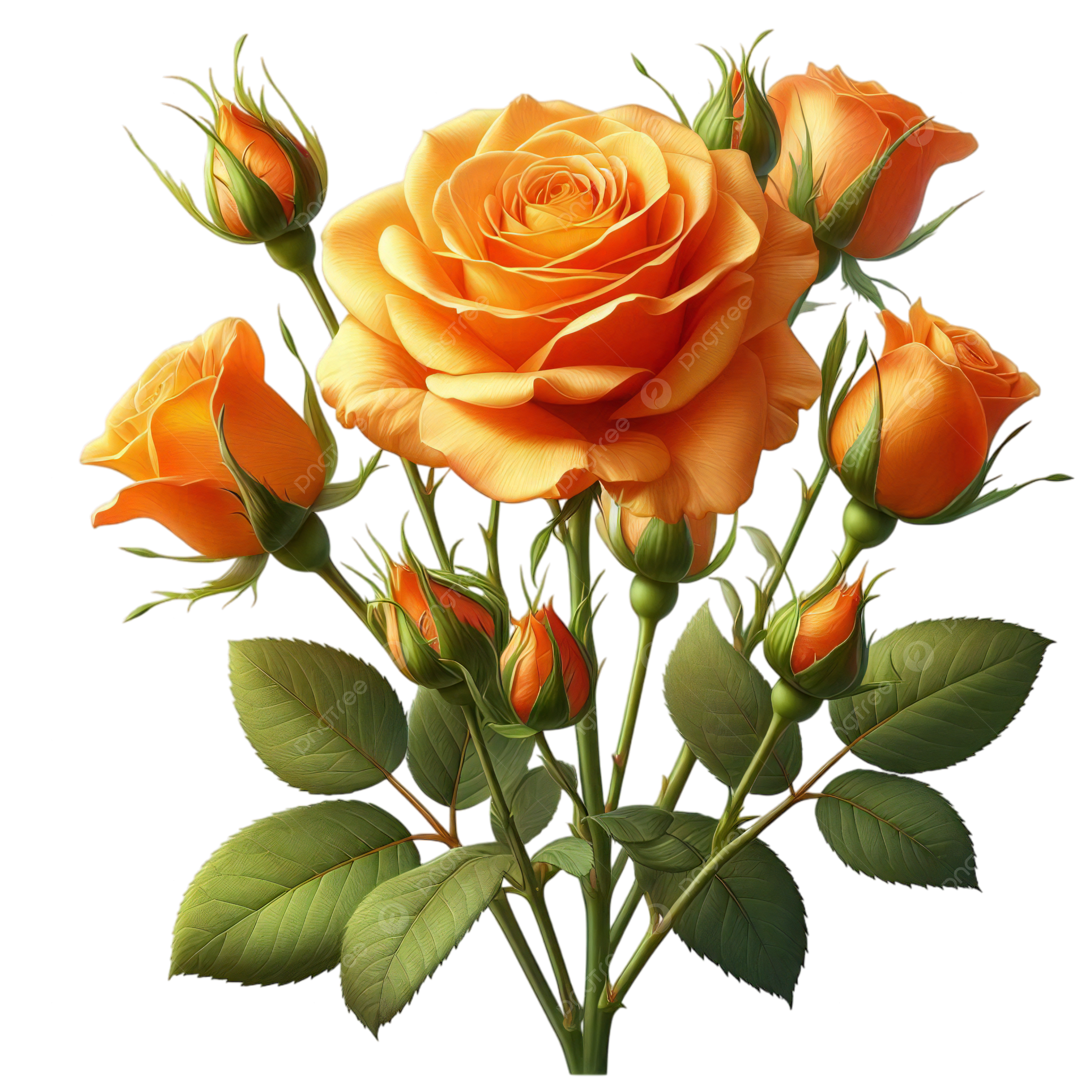 A Clipart Of Orange Rose Flowers Orange Roses Rose Clipart Rose 