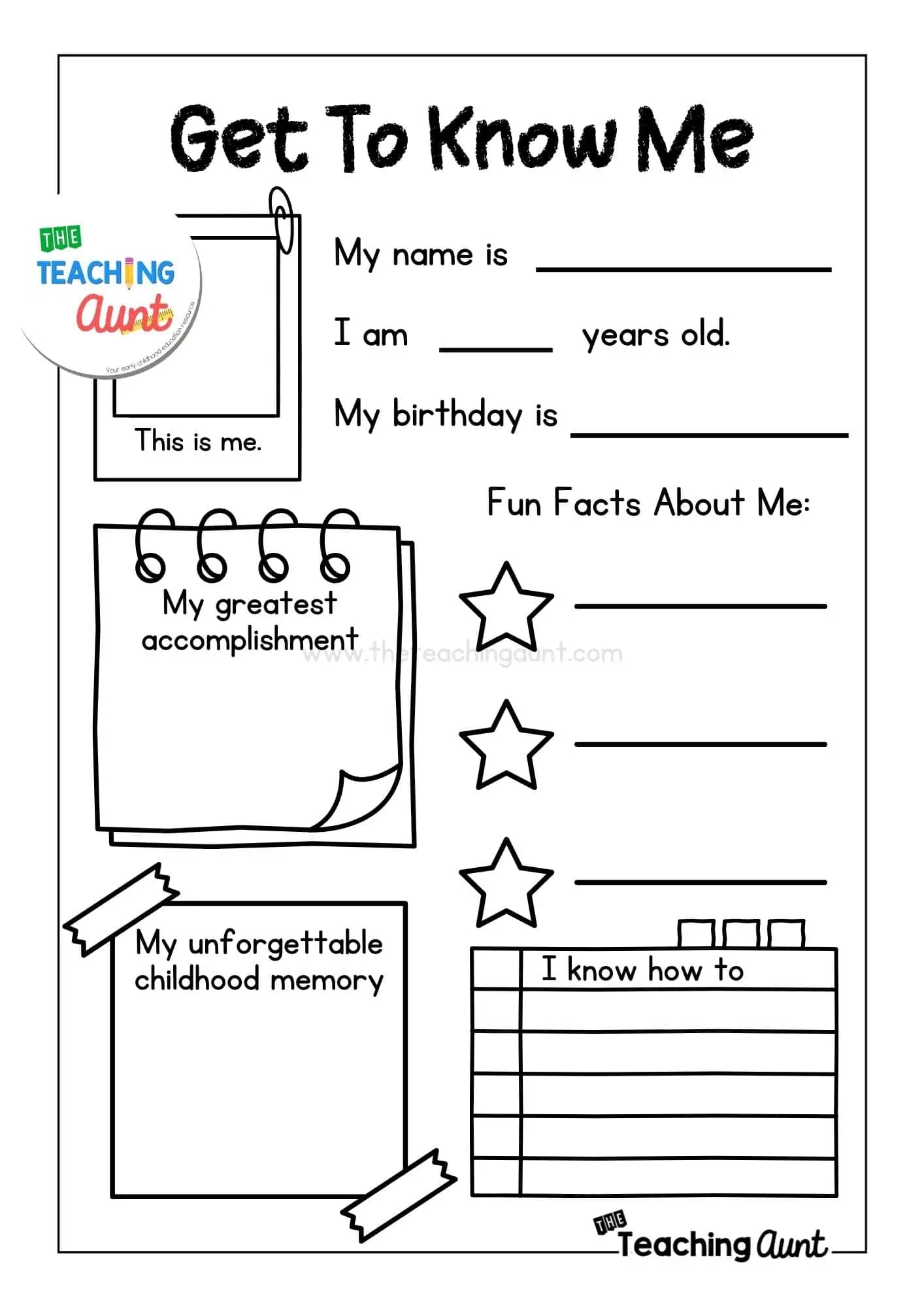free printable all about me worksheet