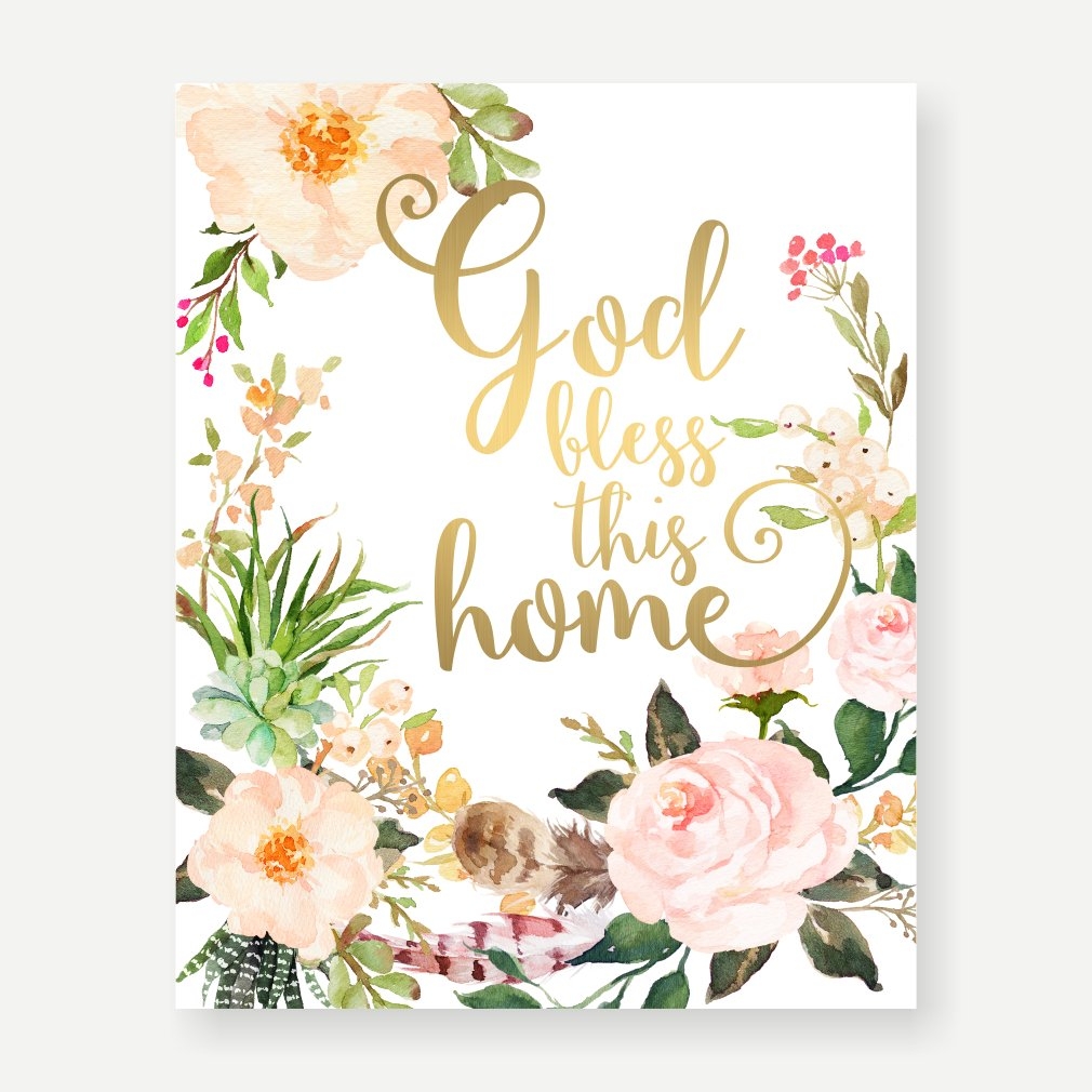 Amazon Eleville 8X10 God Bless This Home Real Gold Foil And 