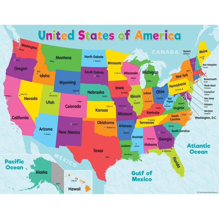 Amazon Teacher Created Resources Colorful United States Of America Map Chart 17 inch X 22 inch TCR7492 Office Products
