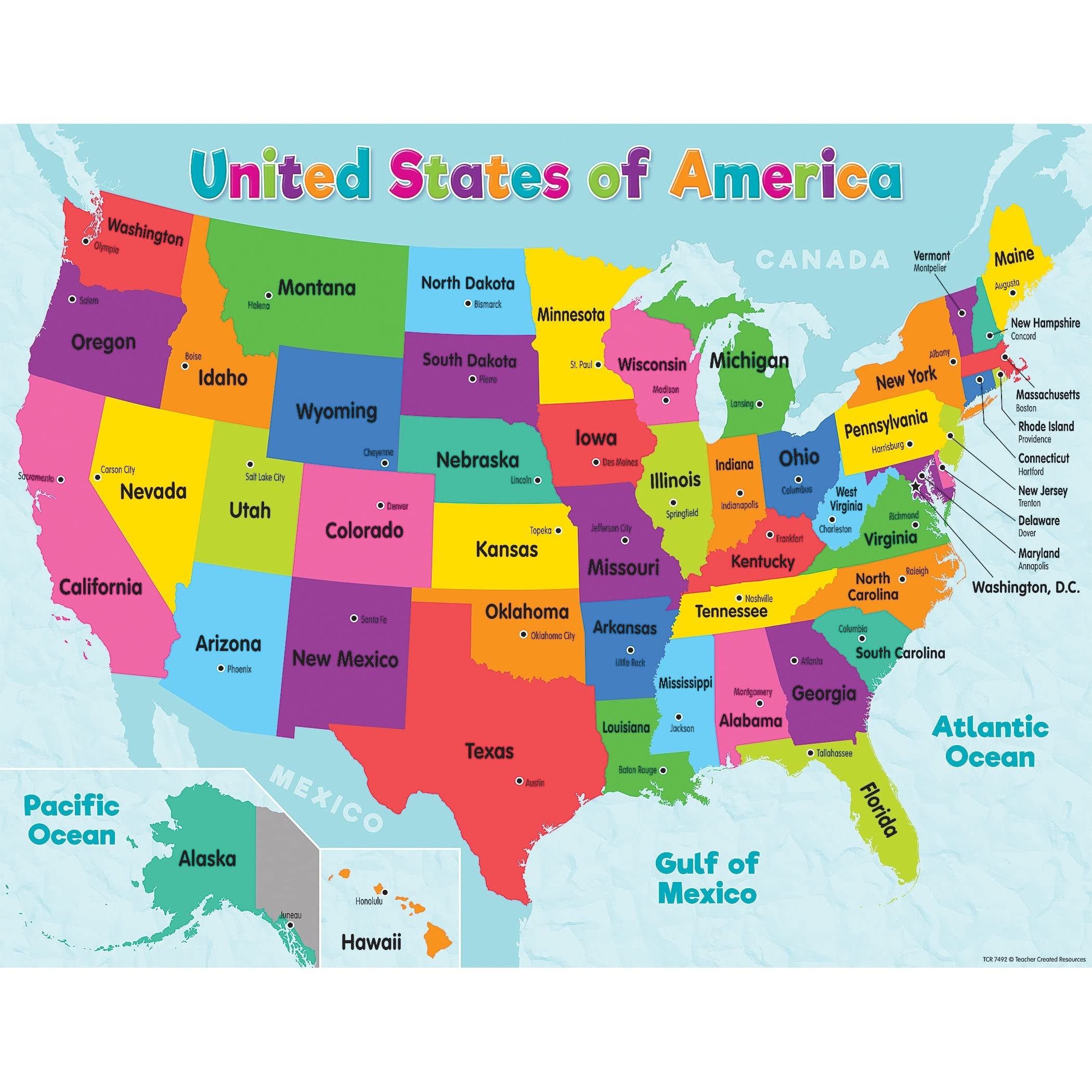 Amazon Teacher Created Resources Colorful United States Of America Map Chart 17 inch X 22 inch TCR7492 Office Products Amazon Teacher Created Resources Colorful United States Of America Map Chart 17 inch X 22 inch TCR7492 Office Products