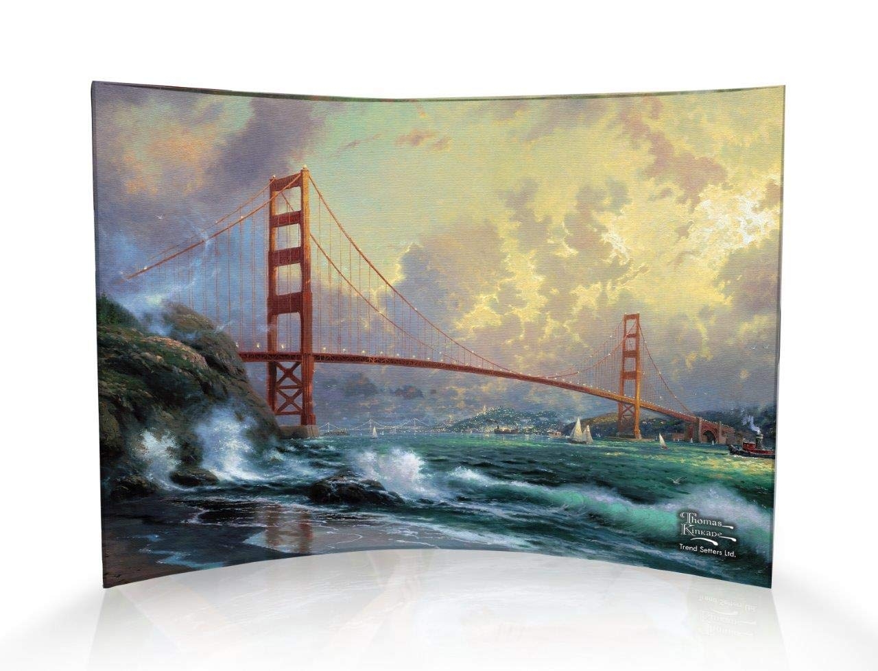 Amazon Trend Setters Thomas Kinkade San Francisco Golden Gate Bridge Curved Acrylic Photo Print Free Standing Light Catching Photo D cor 