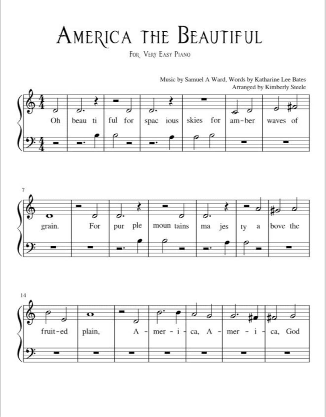 free printable piano music america the beautiful piano music sheet