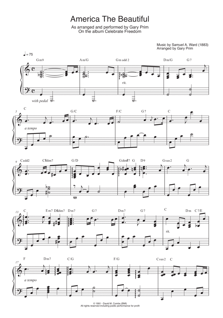 America The Beautiful Piano Solo Digital Sheet Music Sheet Music Plus