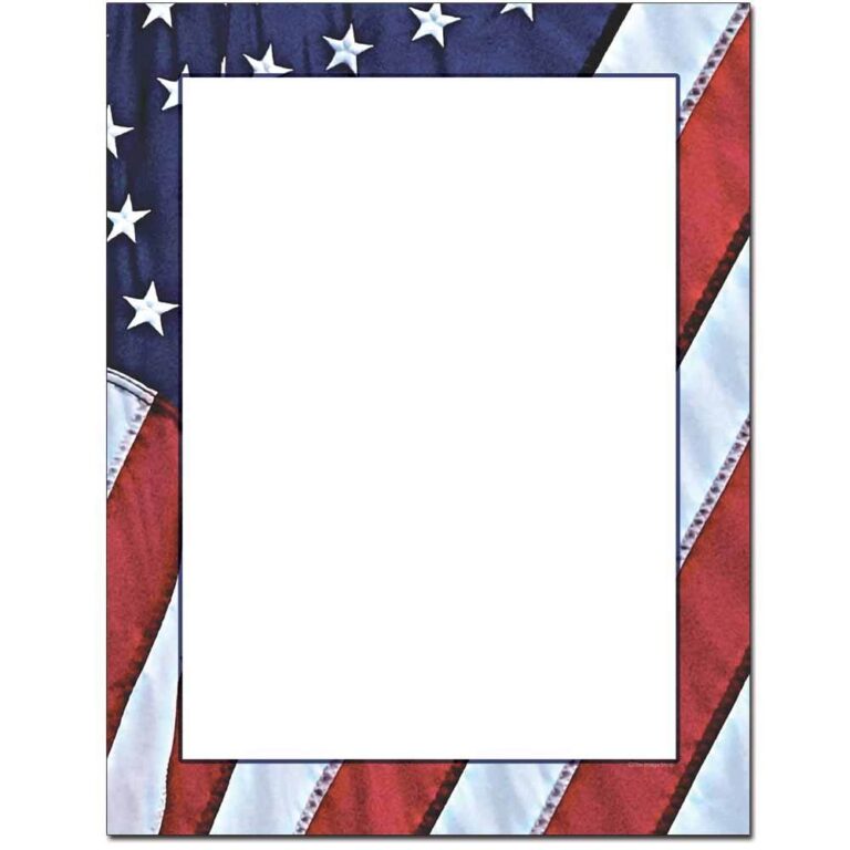 American Flag Letterhead Flag Border Stationery Paper