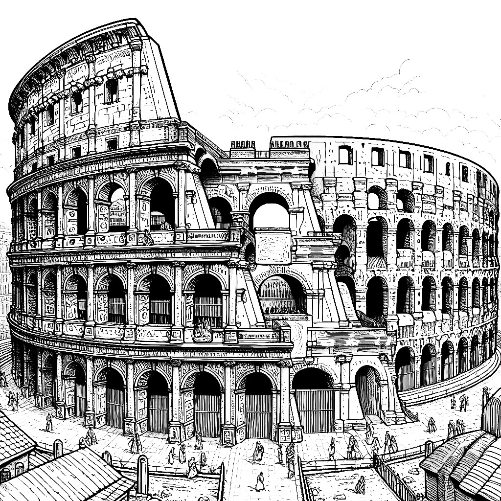 Ancient Roman Colosseum Coloring Page