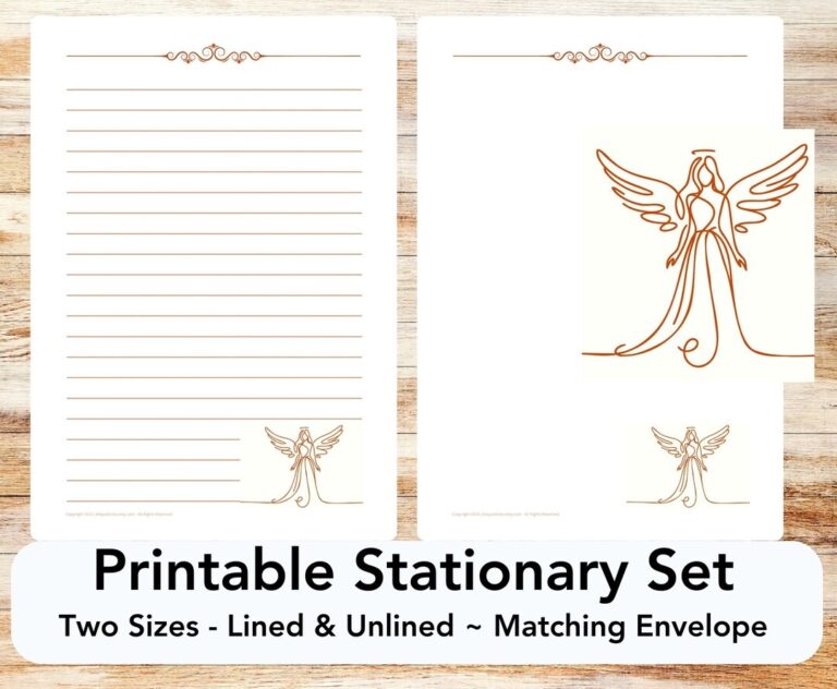 Angels PRINTABLE Stationery Writing Paper Stationary Letter Writing Paper Angel Printable Angel Wings Guardian Angel Prayer Christian Etsy