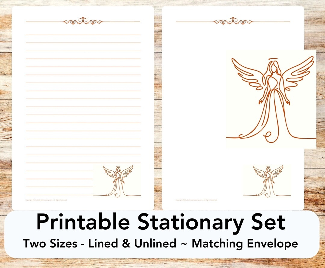 Angels PRINTABLE Stationery Writing Paper Stationary Letter Writing Paper Angel Printable Angel Wings Guardian Angel Prayer Christian Etsy