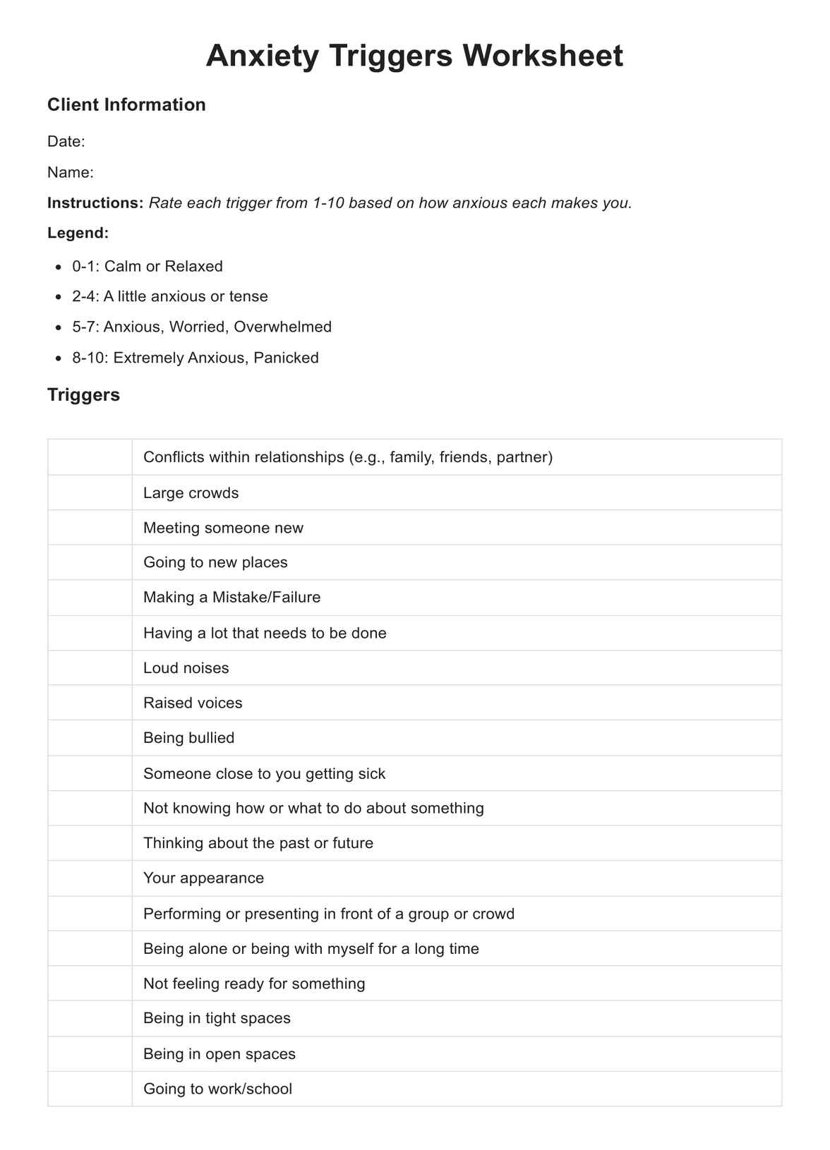 free printable anxiety worksheets pdf
