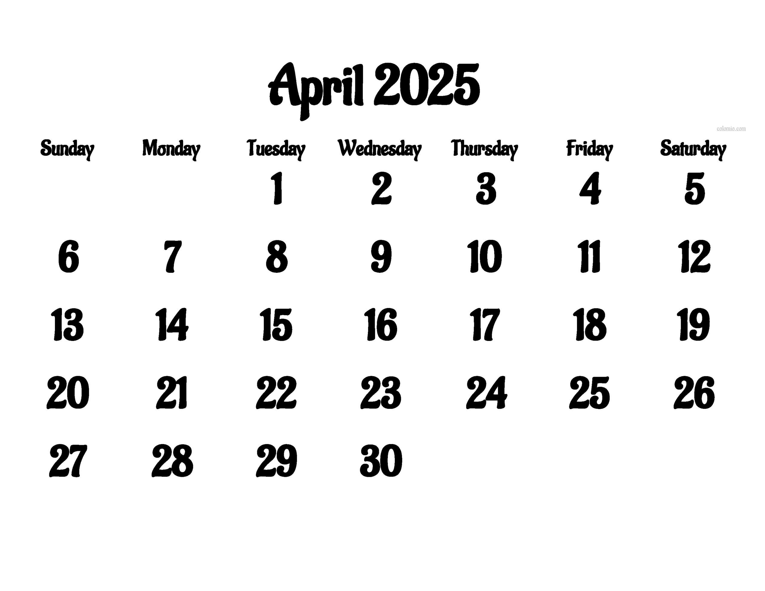 April 2025 Calendar Free Printable PDF XLS And PNG Www 