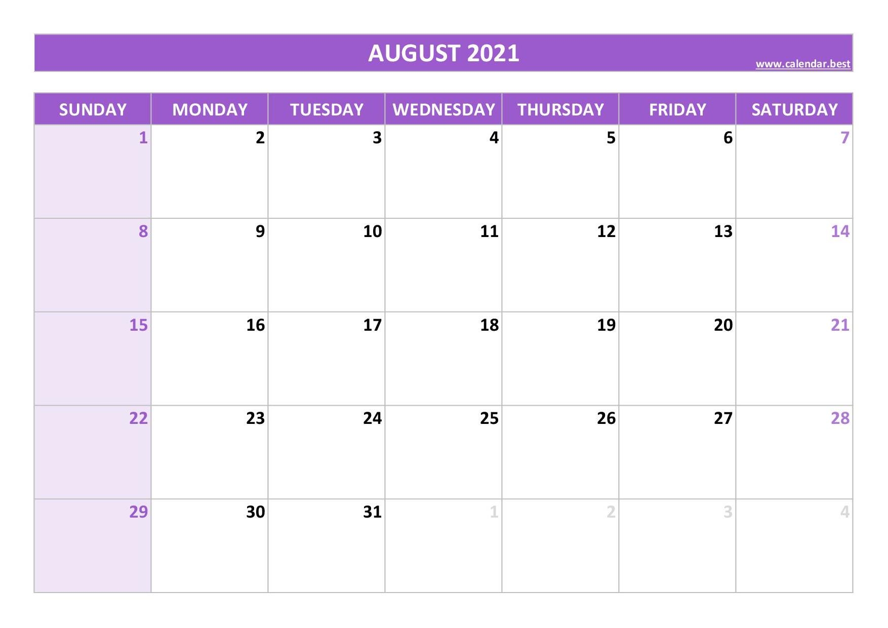 free printable monthly calendars august 2021 calendar