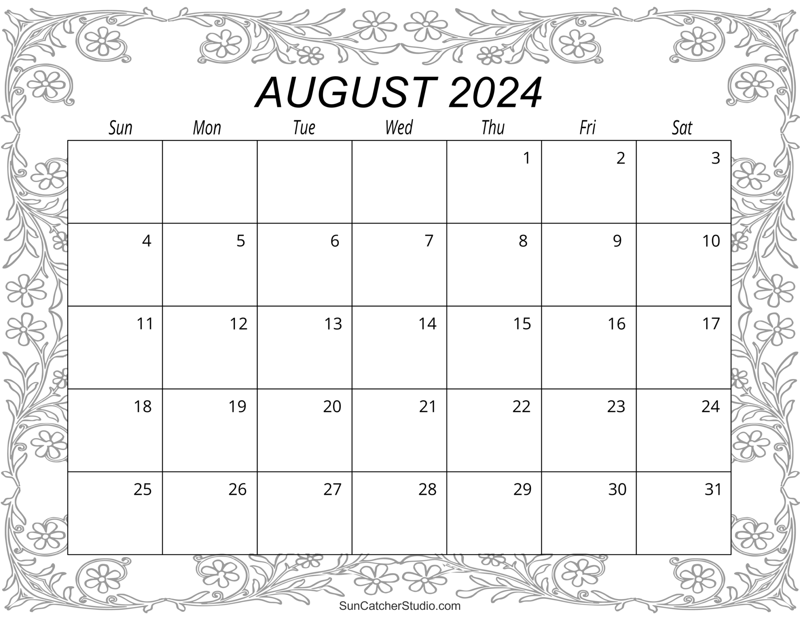 August 2024 Calendar Free Printable Free Printables Monograms Design Tools Patterns U0026 DIY Projects