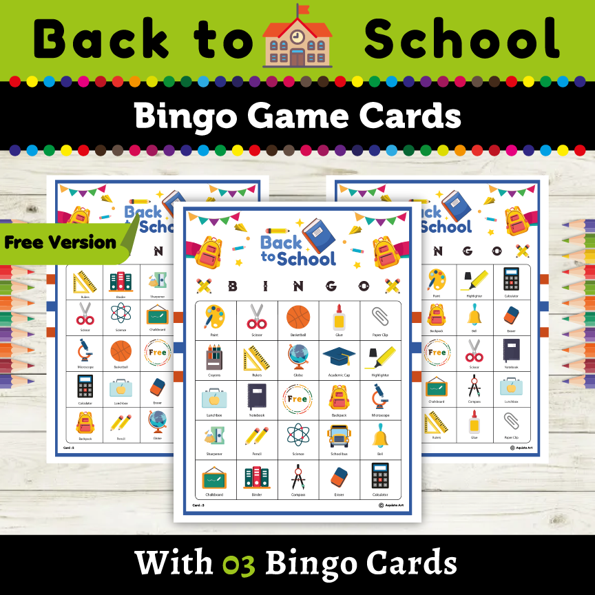 Back To School Bingo Game Cards Classroom Excitement Bingo 