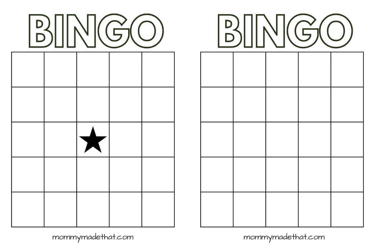 free printable bingo blank bingo card
