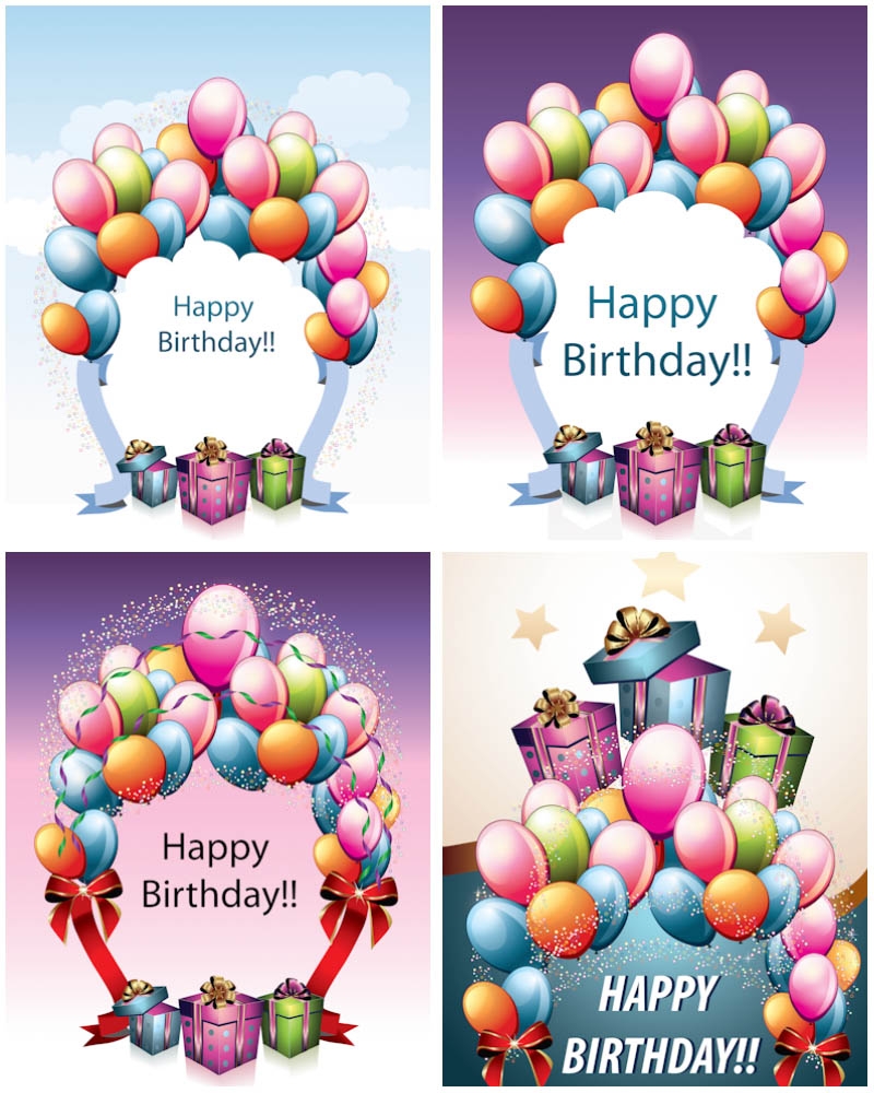 Birthday Cards With Balloons Vector Free Download VectorPicFree