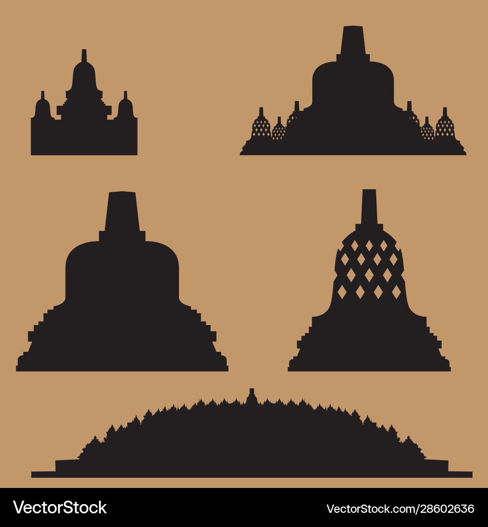 Borobudur Temple Various Stupa Shapes Royalty Free Vector