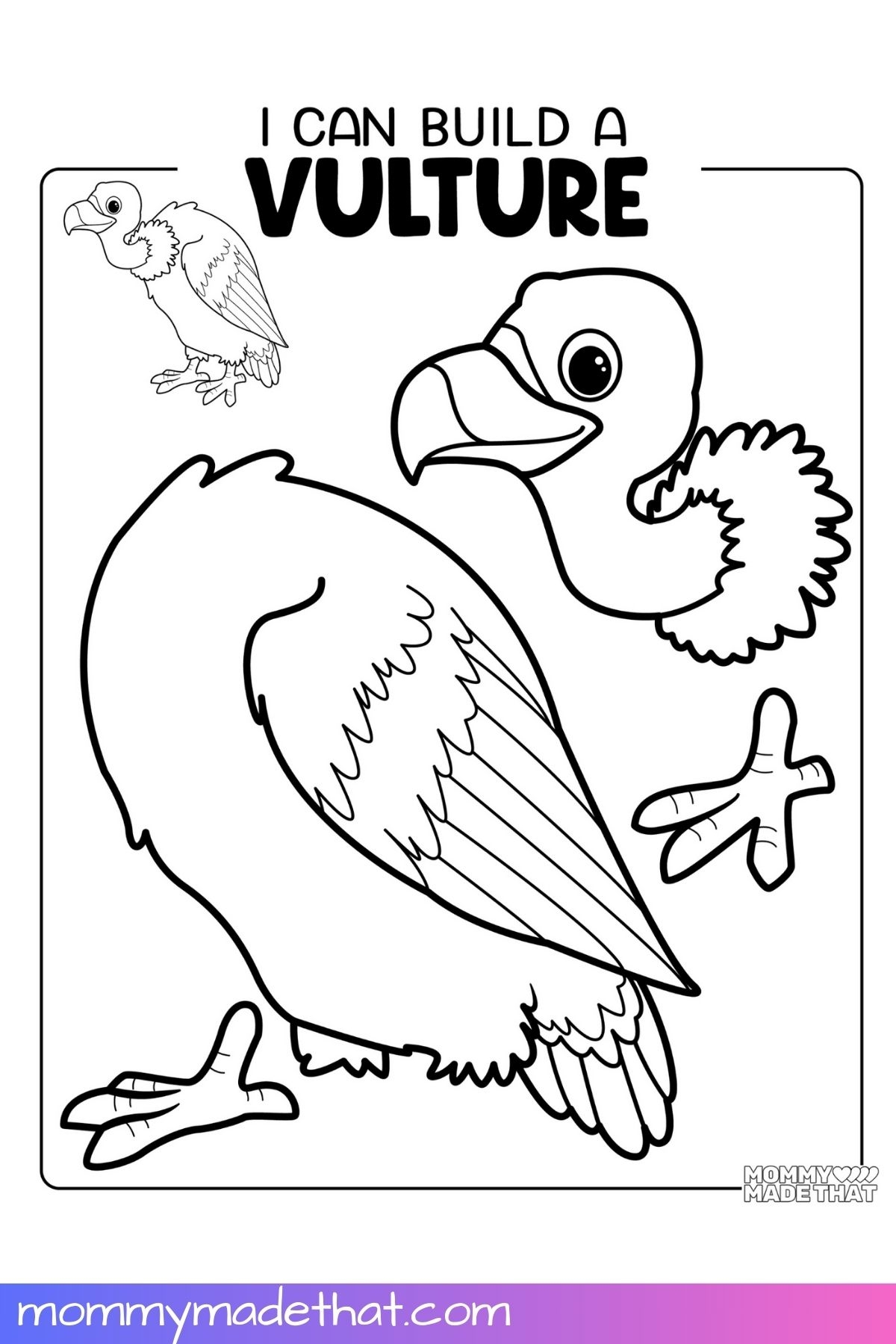 Build A Vulture Cut And Paste Craft Free Printable Template  Build A Vulture Cut And Paste Craft Free Printable Template