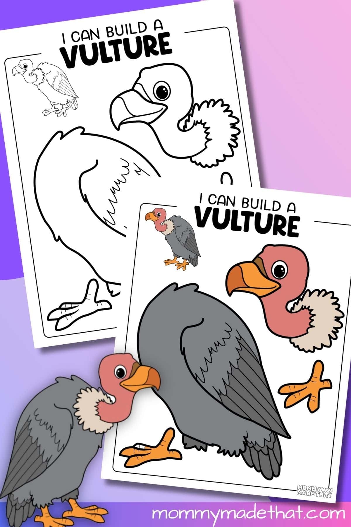 Build A Vulture Cut And Paste Craft Free Printable Template  Build A Vulture Cut And Paste Craft Free Printable Template