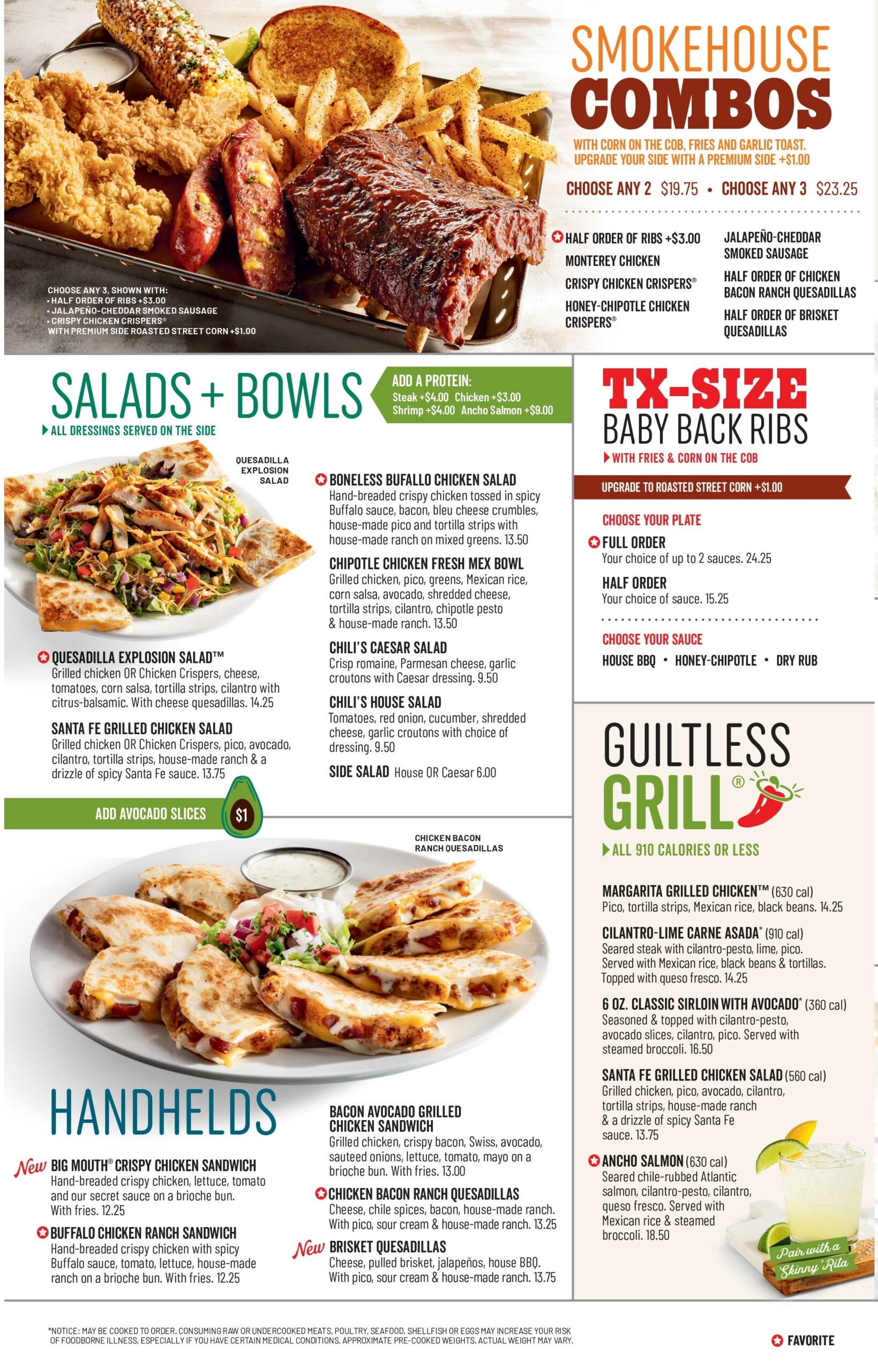printable chili's menu with prices