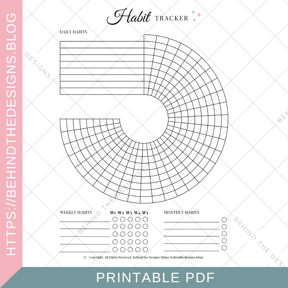 Circle Habit Tracker Planner Printable Daily Weekly Monthly Behind The Designs