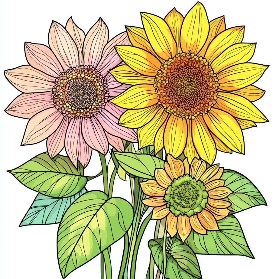 Coloring Picture Of A Sunflower Coloring Pages Mimi Panda