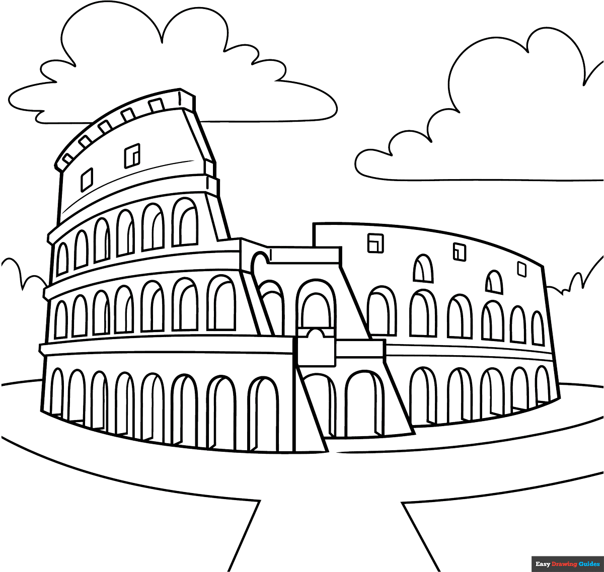 Colosseum Coloring Page Easy Drawing Guides