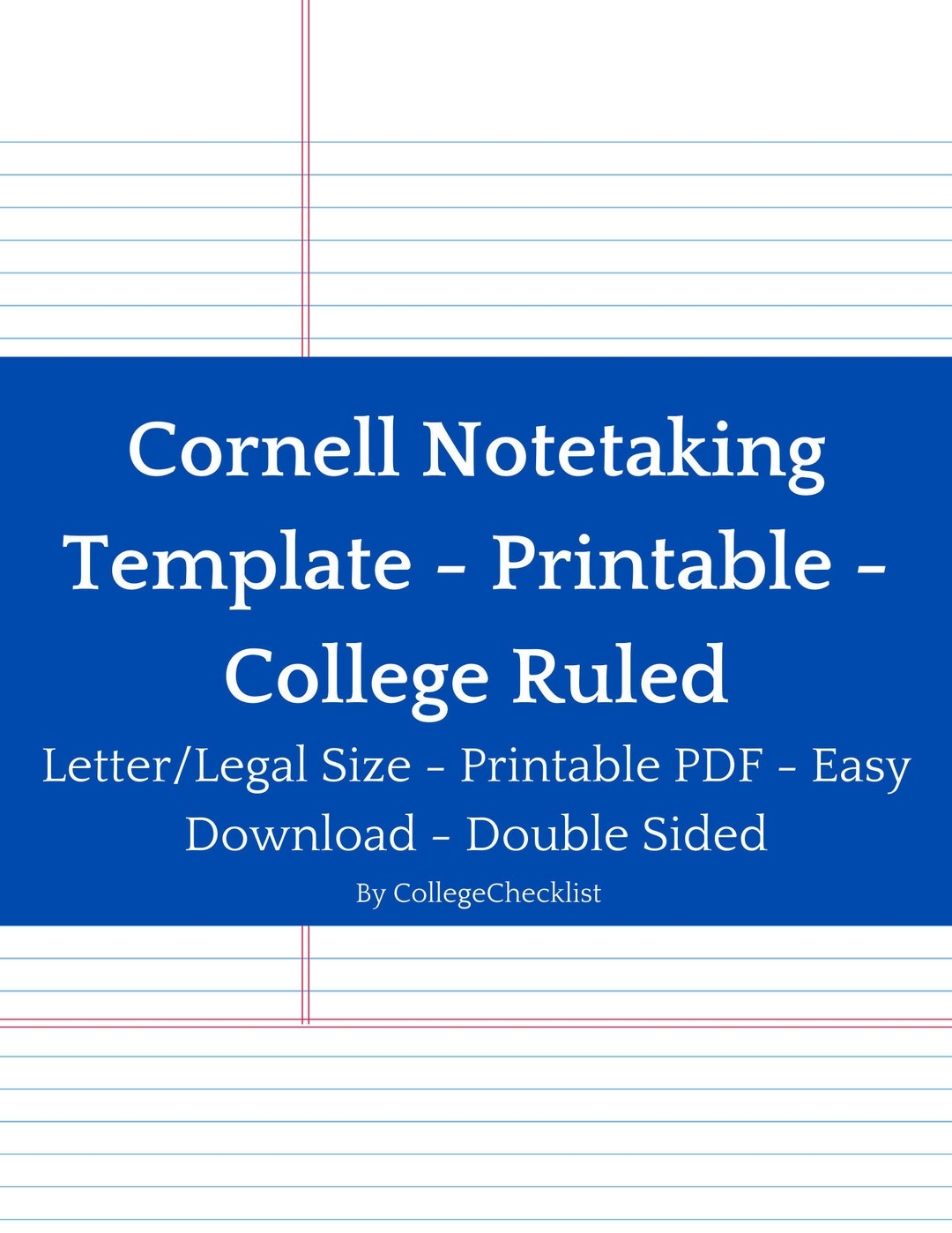 Cornell Notes Notetaking Template Printable College Ruled Lined Notebook Paper Easy Download Red U0026 Blue Color School Essentials Etsy Cornell Notes Notetaking Template Printable College Ruled Lined Notebook Paper Easy Download Red U0026 Blue Color School Essentials Etsy