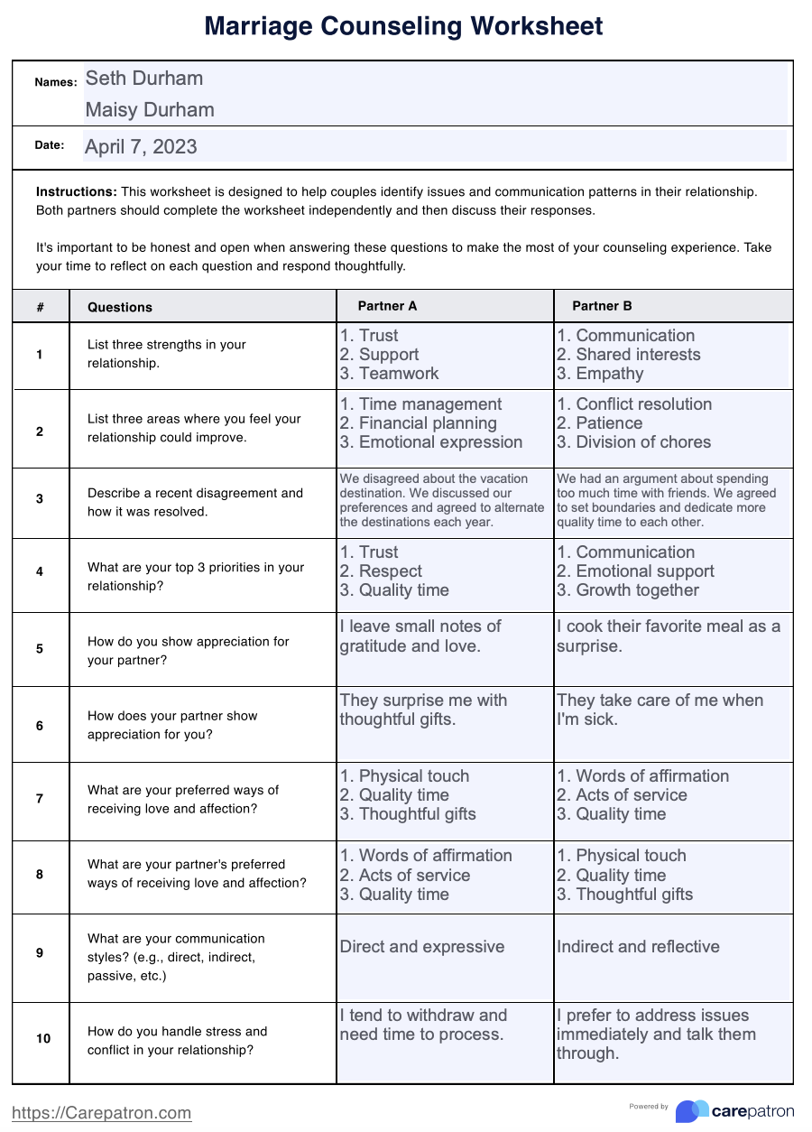 free printable pre marriage counseling worksheets