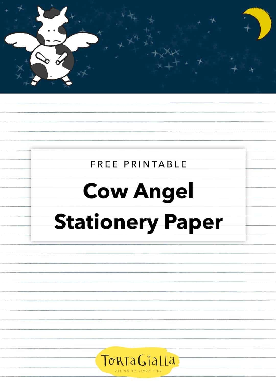 Cow Angel Free Printable Lined Stationery Templates Tortagialla