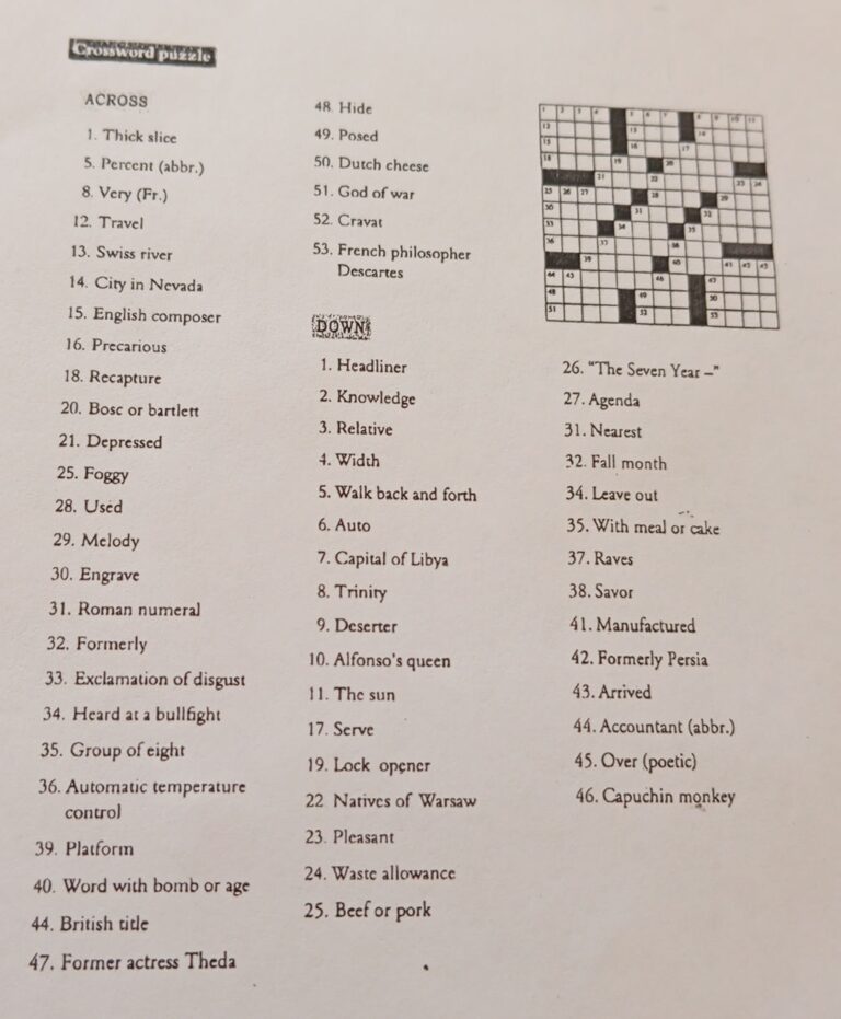 Crossword Puzzle ACROSS 1 Thick Slice 5 StudyX