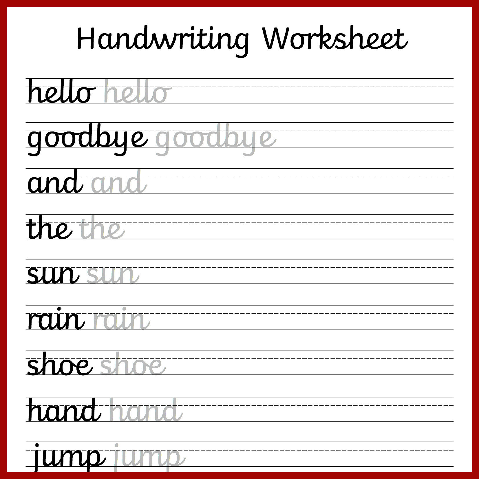 Cursive Handwriting Hotsell Practice Sheets