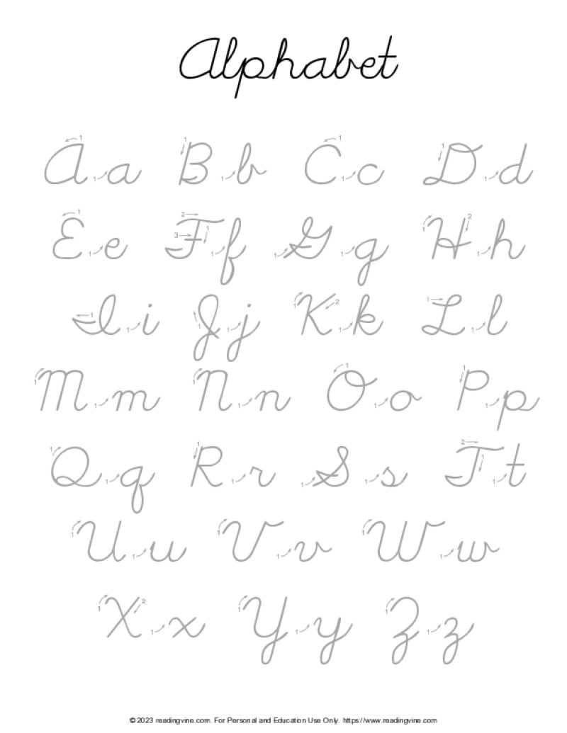 free printable cursive writing worksheets